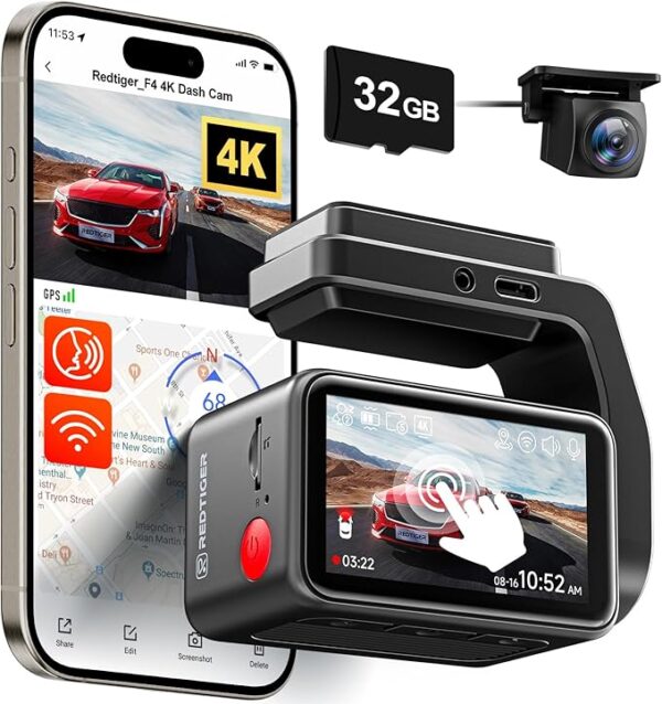 REDTIGER F4 4K Dash Cam Front with Original Rear Camera with code K7IXK2QH