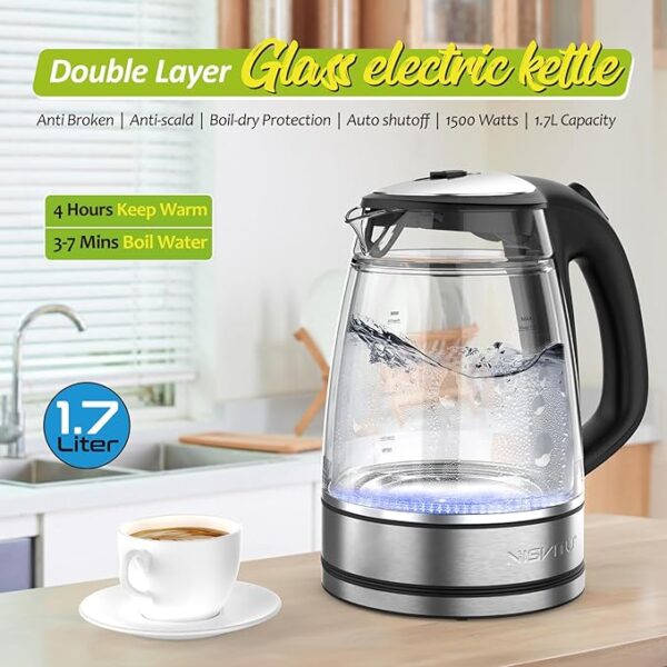 Deals on Nisvitu 1.7L Double Glass Electric Kettle with code 50EWCLNU - Image 2