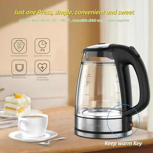 Deals on Nisvitu 1.7L Double Glass Electric Kettle with code 50EWCLNU - Image 4