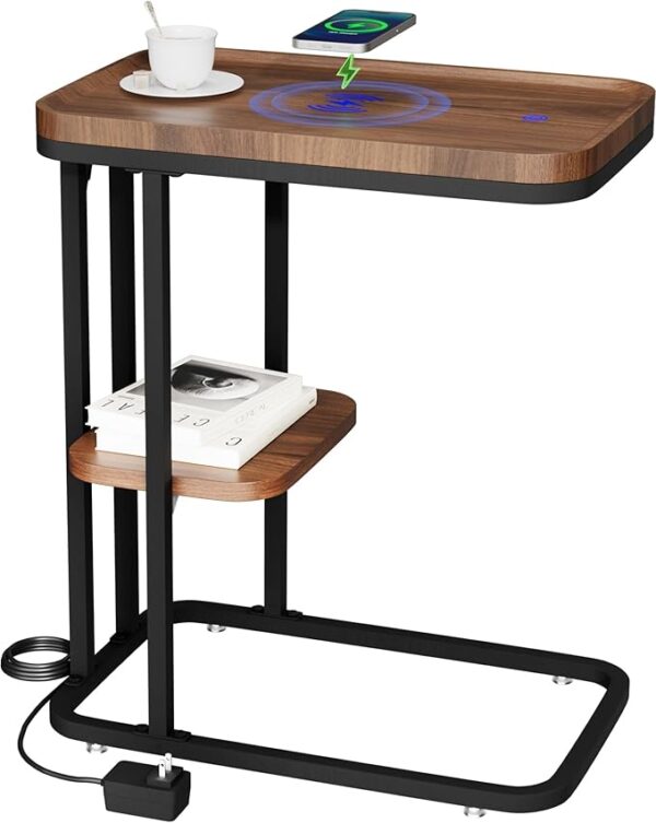 C Shaped End Table with Wireless Charging Station with code 50OOZX5J - Image 5