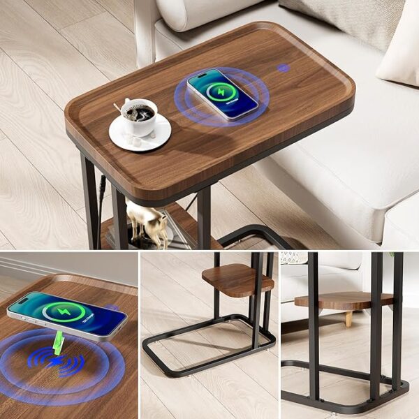 C Shaped End Table with Wireless Charging Station with code 50OOZX5J - Image 2