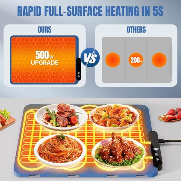 Electric Warming Tray, Rollable Food Warming Mat With Code TQ89F4KM - Image 3