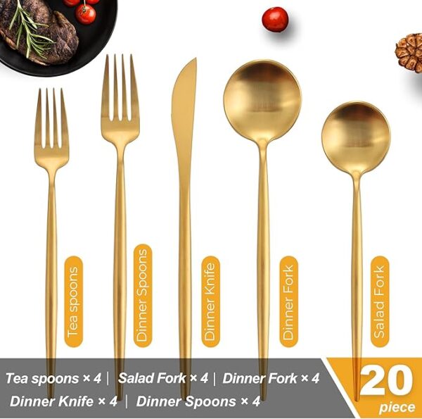 Gold Silverware Set for 4 58% Off Use Code 507GSNGT - Image 5