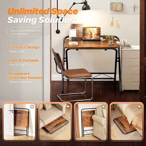 Huuger Folding Desk with 3-Level Adjustable 45% Off - Image 5