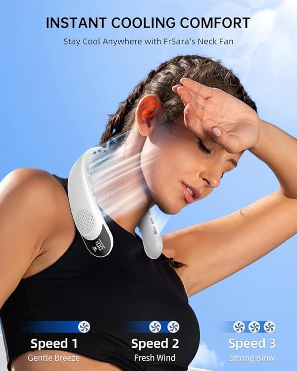 FrSara Rechargeable Neck Fan With LED Display 21% Off - Image 3